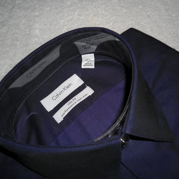 CALVIN KLEIN PURPLE DUSK SLIM FIT MENS DRESS SHIRT - Picture 2 of 3